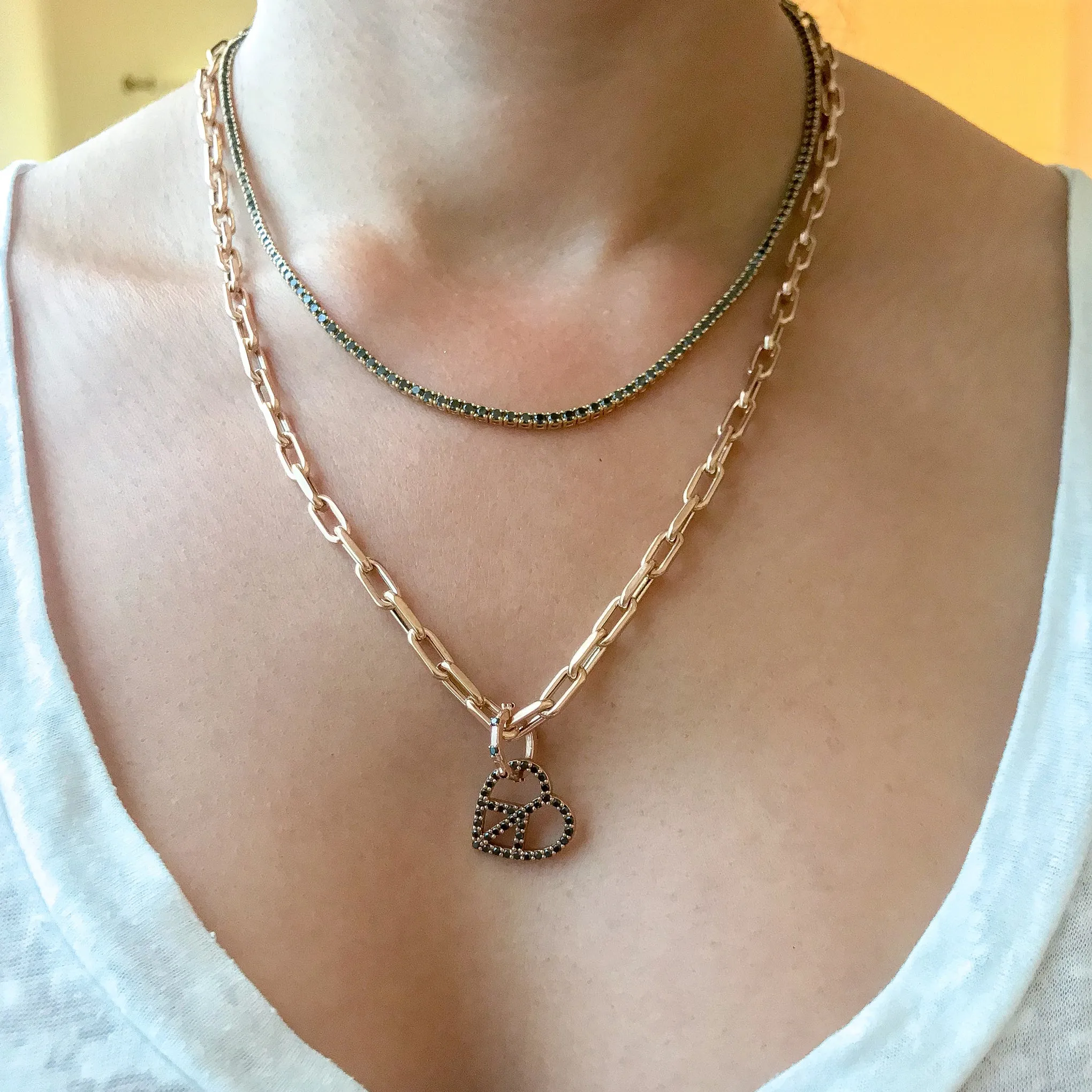 14K Gold Thick Oval Link Necklace, Small Size Links