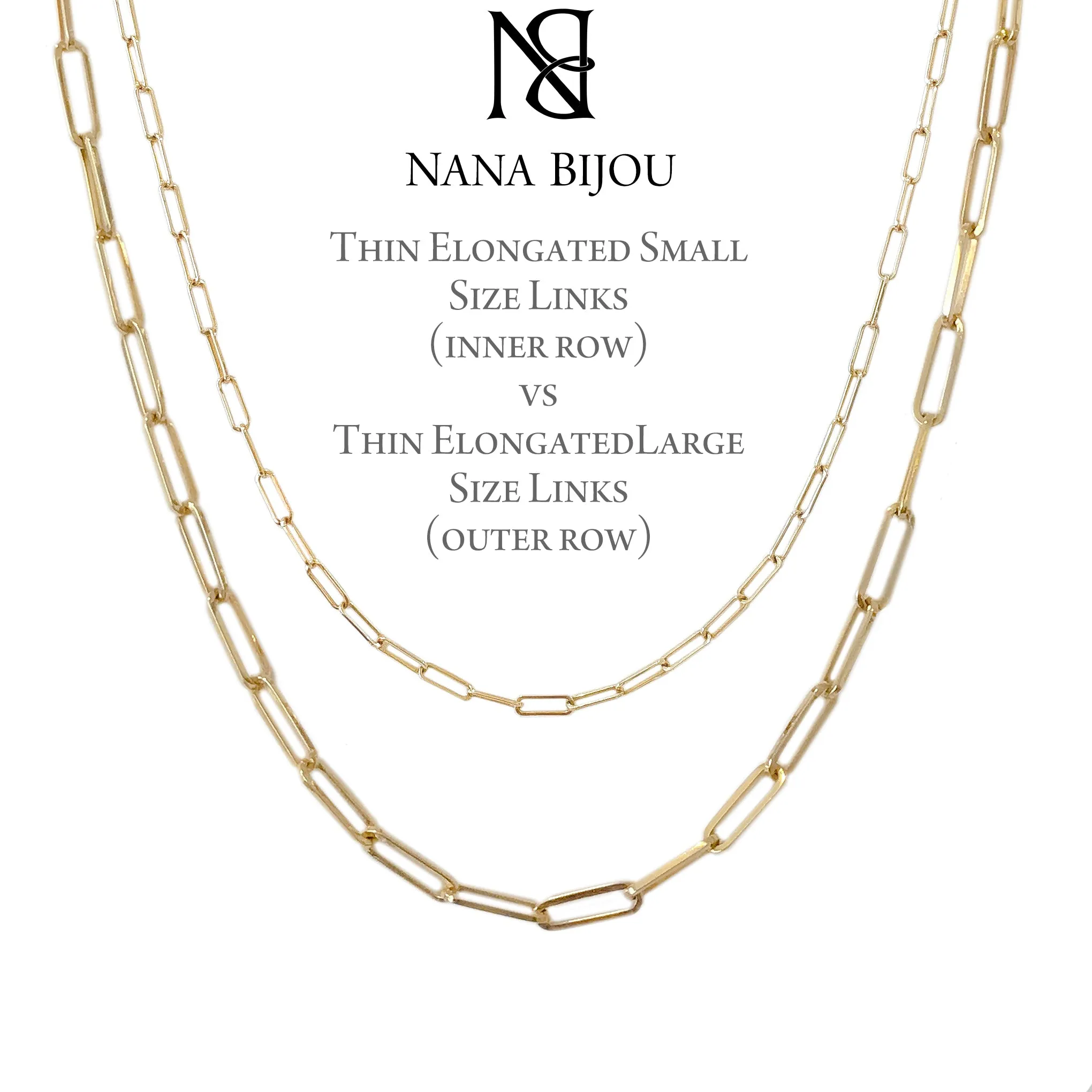 14K Gold Thin Elongated Oval Link Chain Necklace, Large Size Link