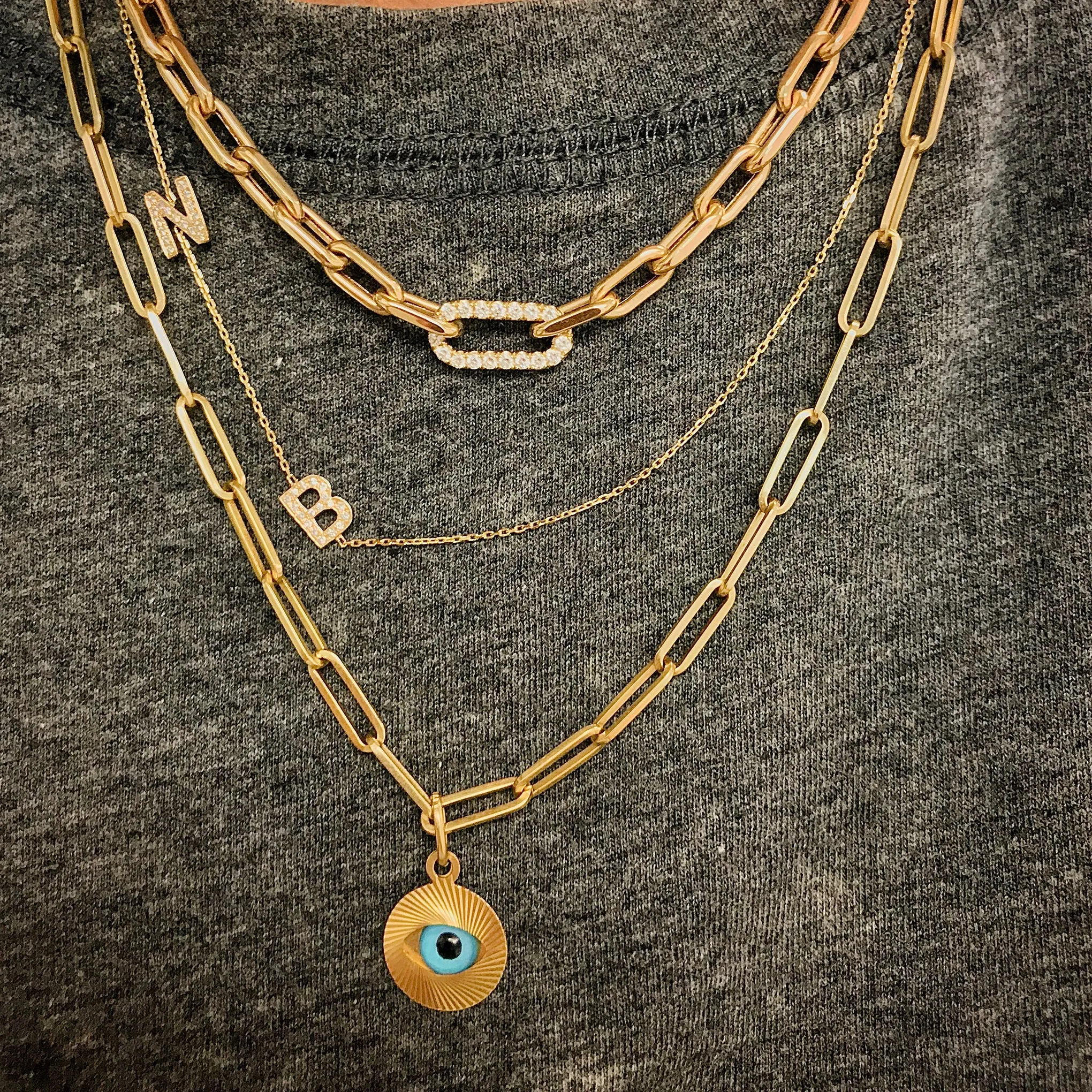 14K Gold Thin Elongated Oval Link Chain Necklace, Large Size Link