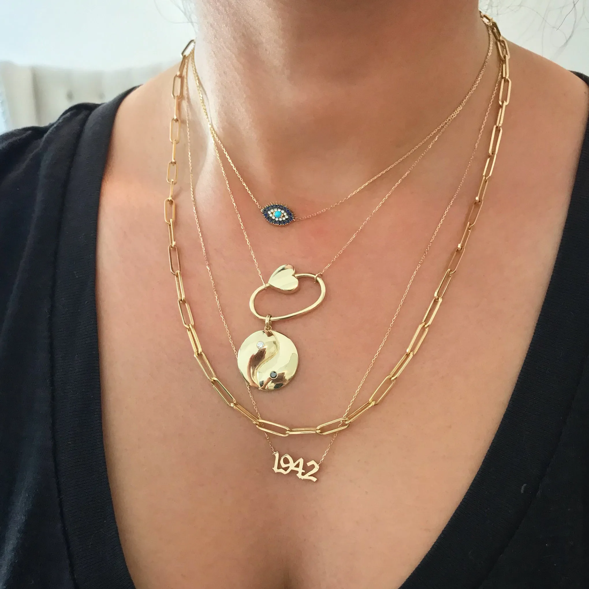 14K Gold Thin Elongated Oval Link Chain Necklace, Large Size Link