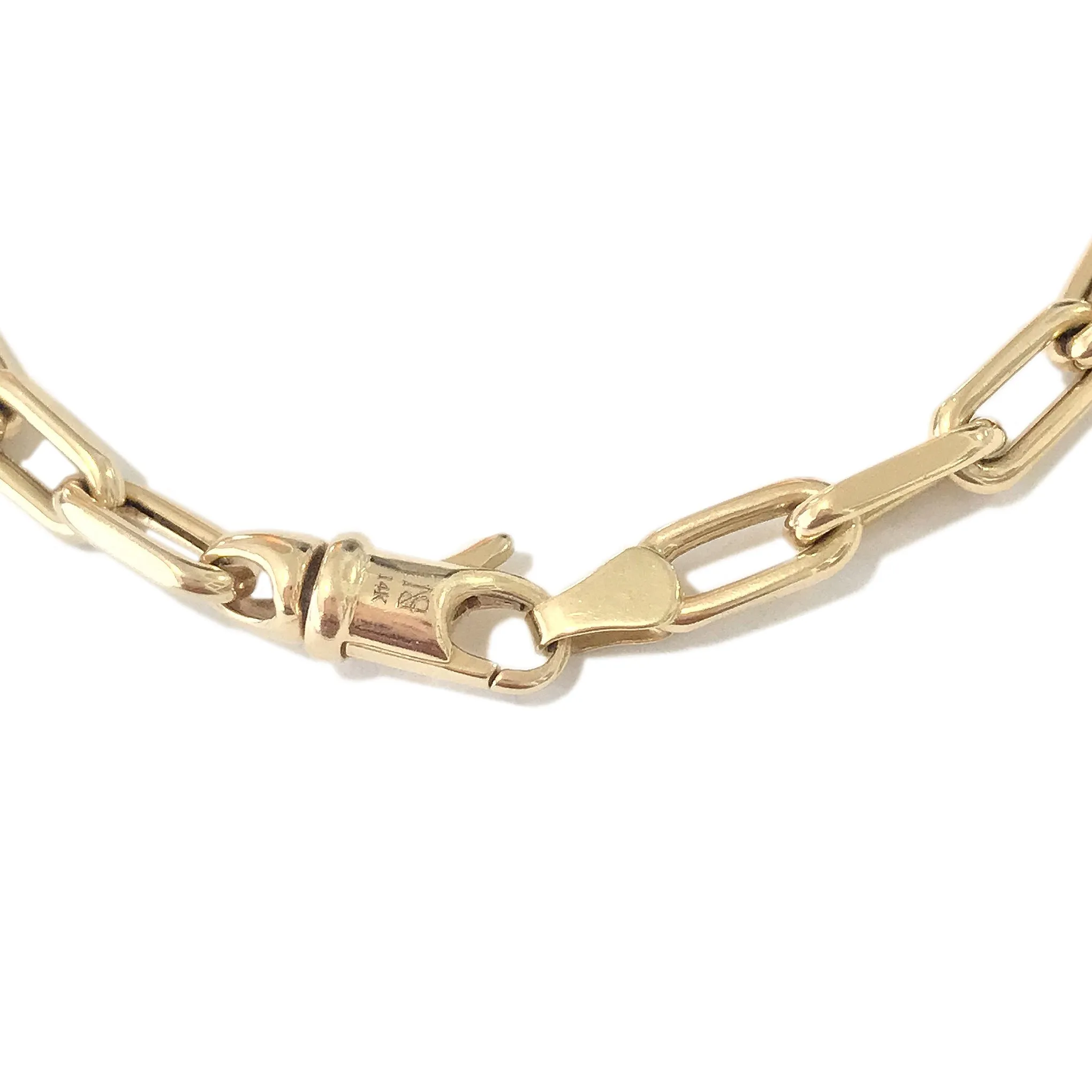 14K Gold Triple Diamond Thick Oval Link Necklace ~ Small Size Links