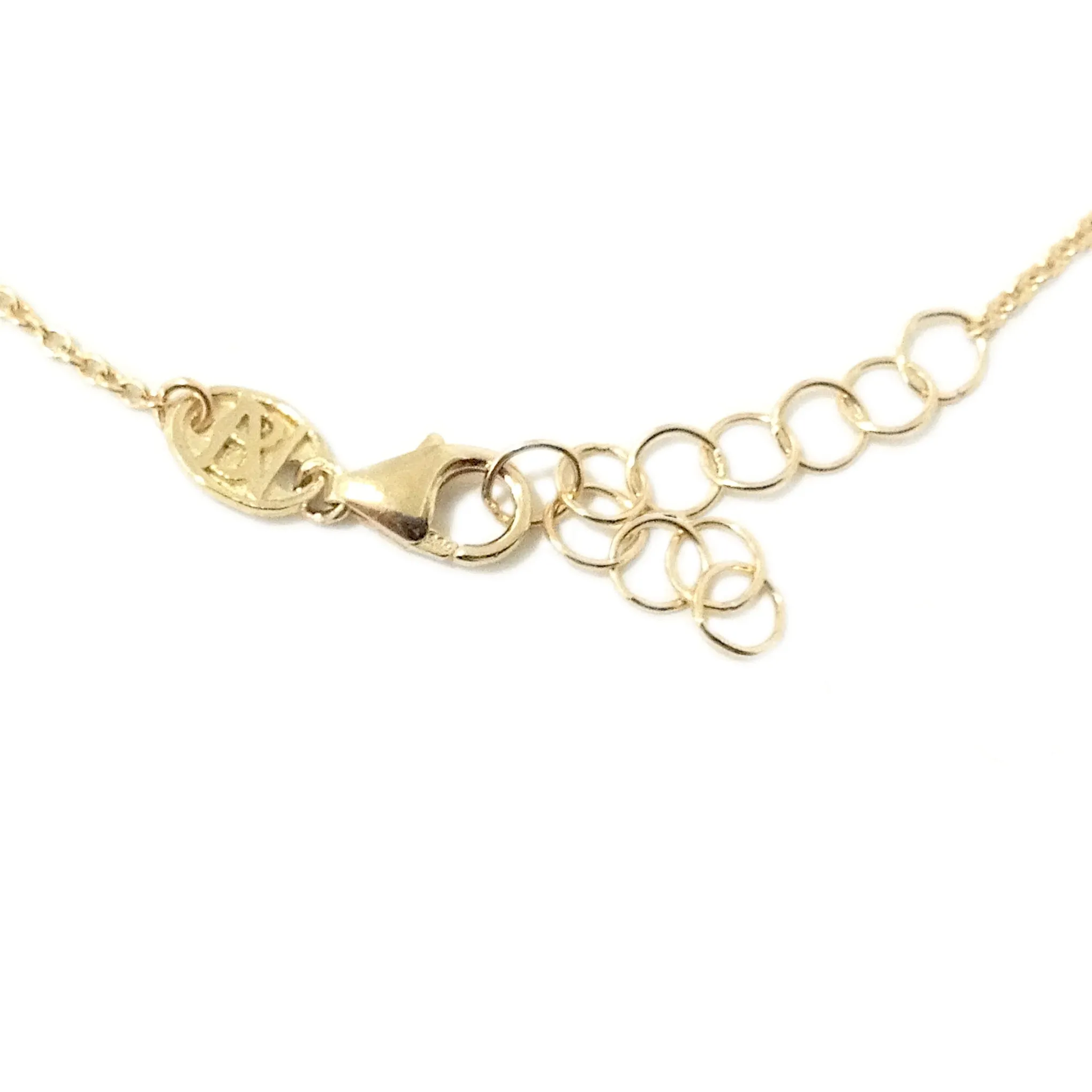 14K Gold Triple Initial Monogram Charm Pendant Bracelet