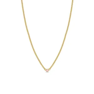 14k Opal Bezel XS Curb Chain Necklace
