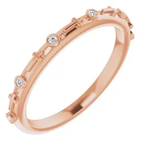 14K Rose .03 CTW Diamond Cross Ring
