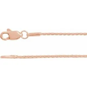 14K Rose 1 mm Wheat 16" Chain With Lobster Clasp