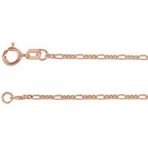 14K Rose 1.28 mm Figaro 16" Chain