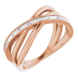 14K Rose 1/3 CTW Diamond Criss-Cross Ring