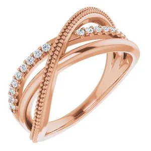 14K Rose 1/5 CTW Natural Diamond Criss-Cross Ring