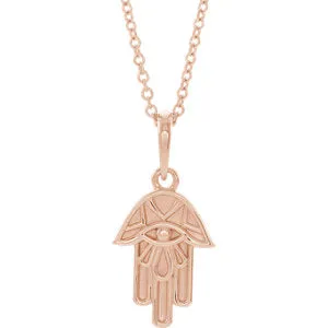 14K Rose Hamsa 16-18" Necklace