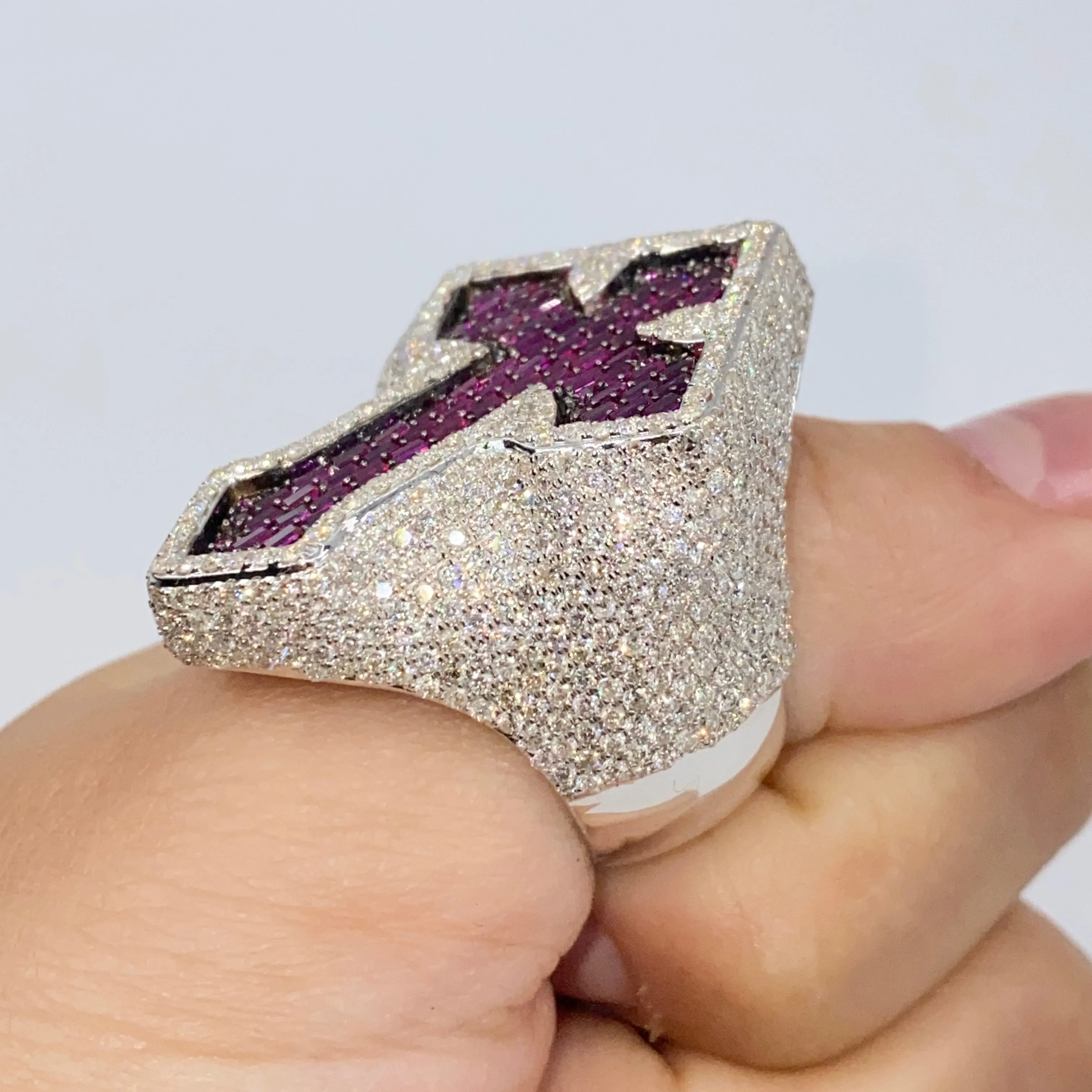 14K Royal Cross Chrome Diamond Baguette Ring