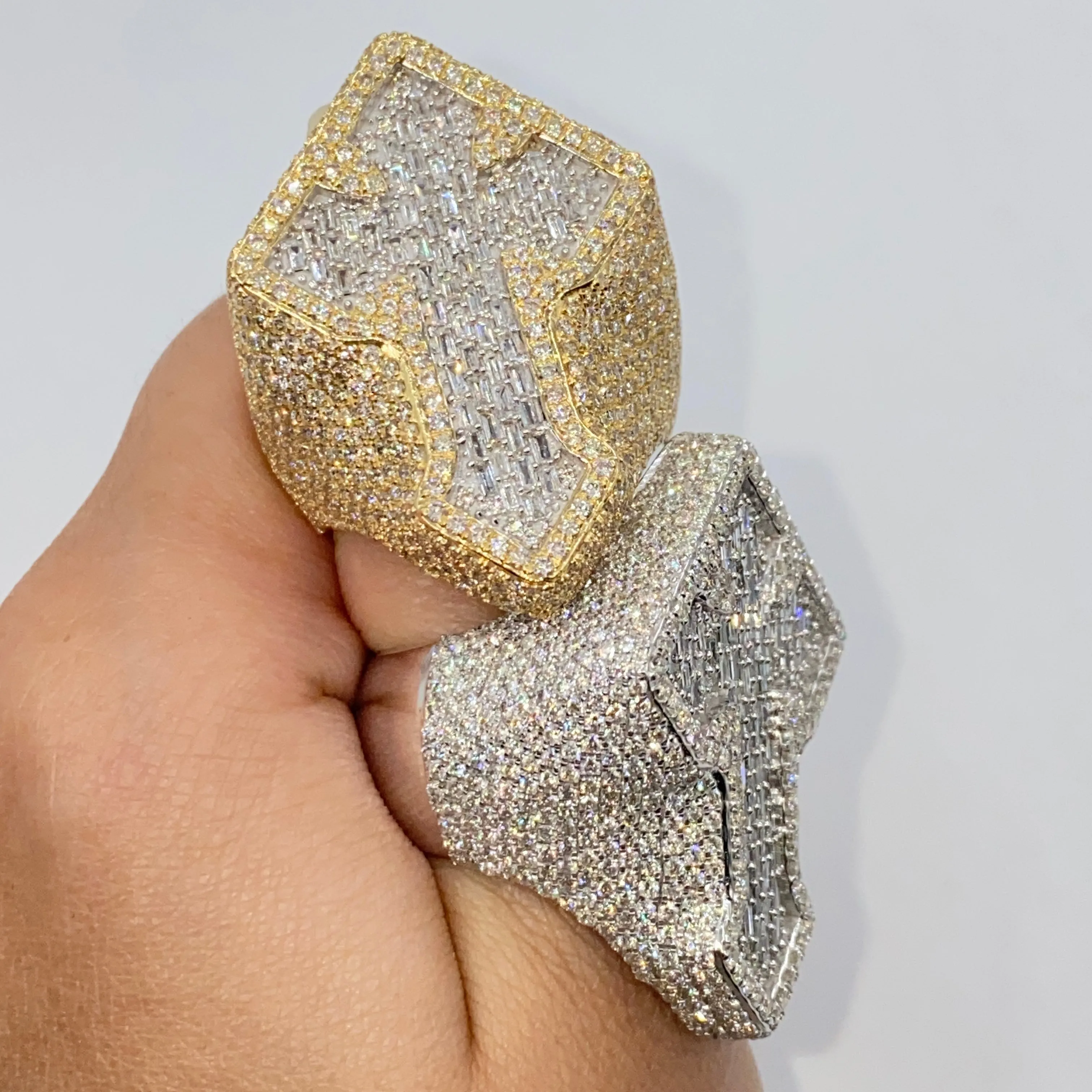 14K Royal Cross Chrome Diamond Baguette Ring
