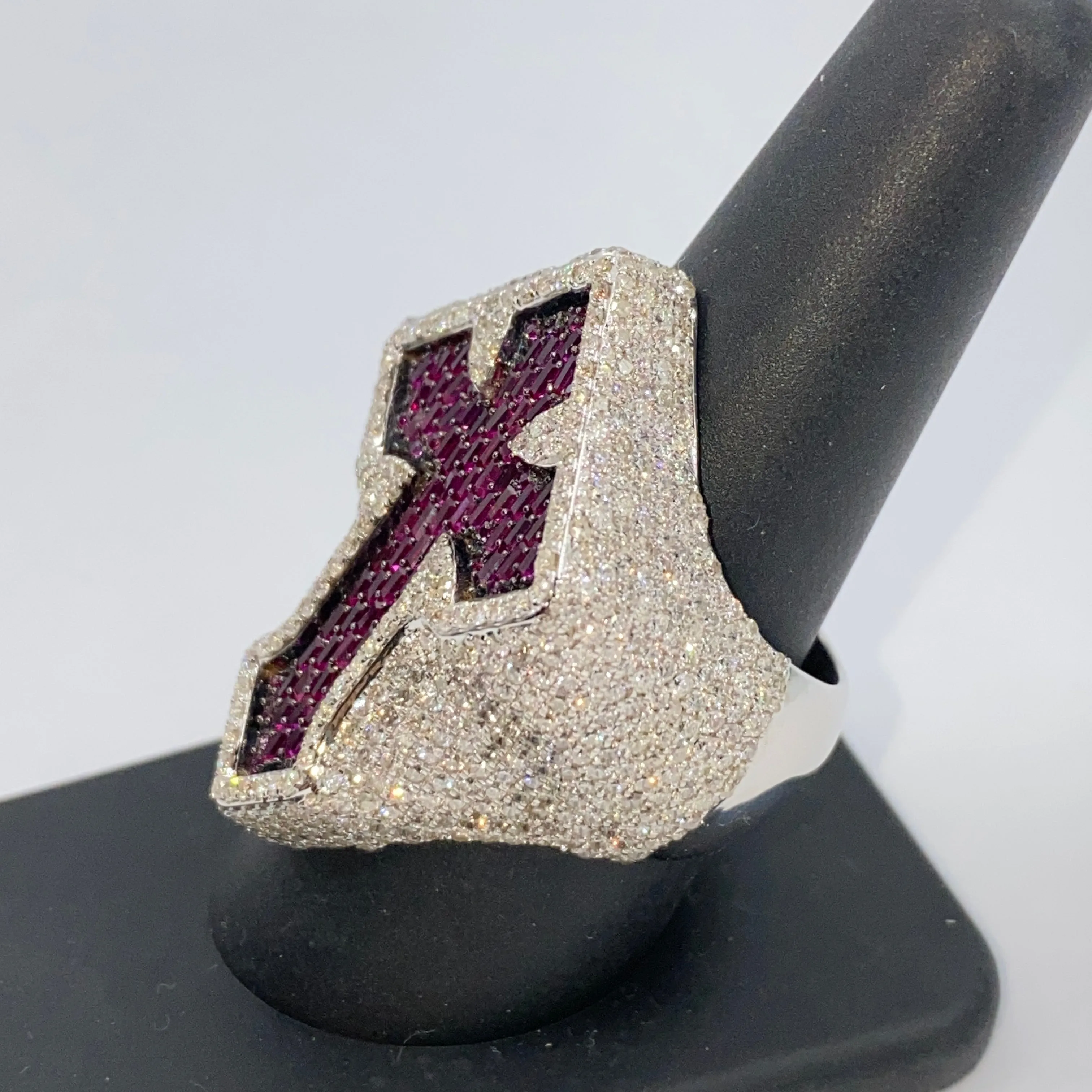 14K Royal Cross Chrome Diamond Baguette Ring