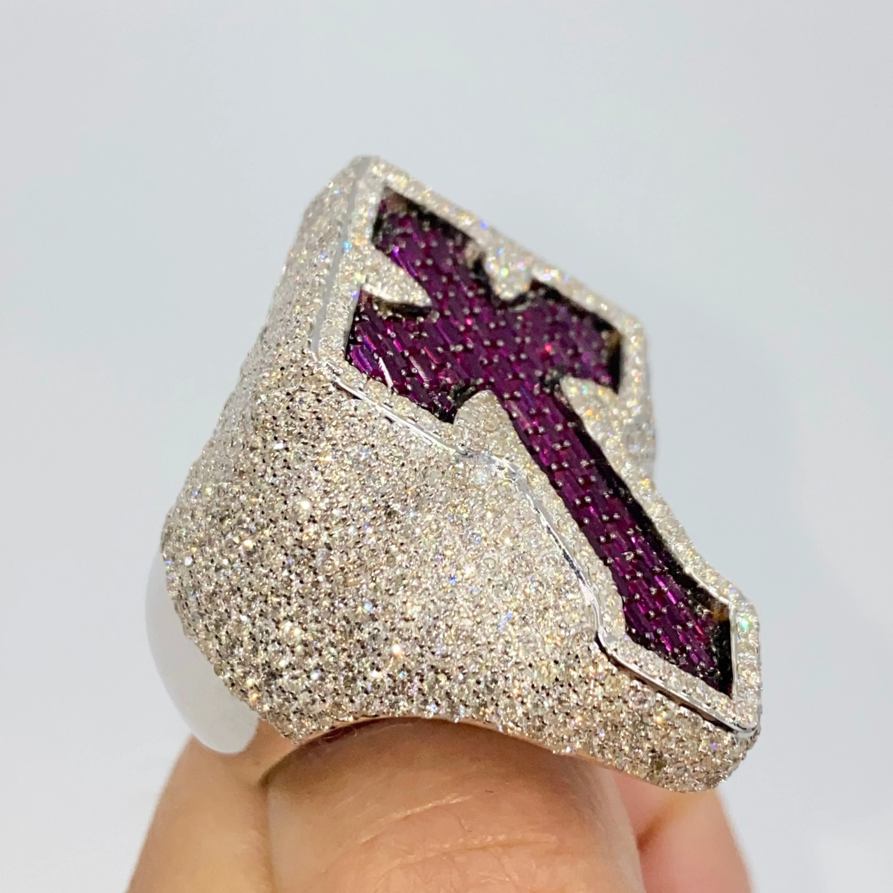 14K Royal Cross Chrome Diamond Baguette Ring