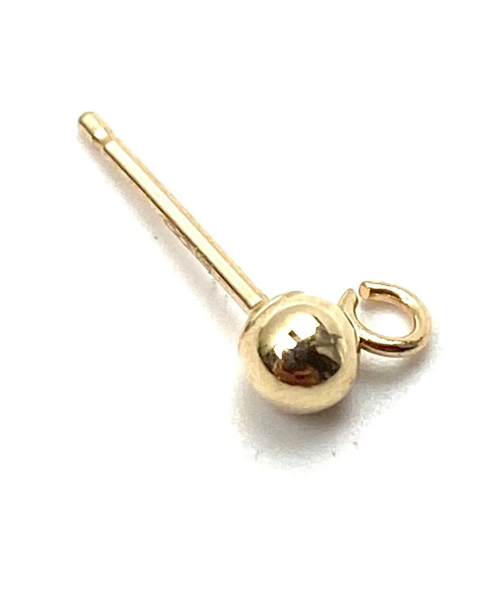 14K solid yellow gold ball earring w open ring, SKU# 064BER93500075