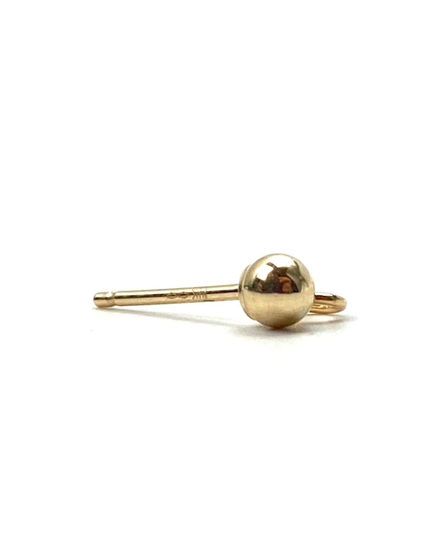14K solid yellow gold ball earring w open ring, SKU# 064BER93500075