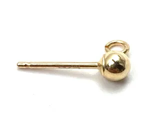 14K solid yellow gold ball earring w open ring, SKU# 064BER93500075