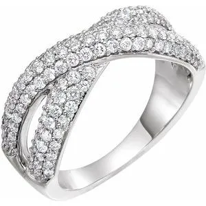 14K White 1 CTW Diamond Criss-Cross Ring