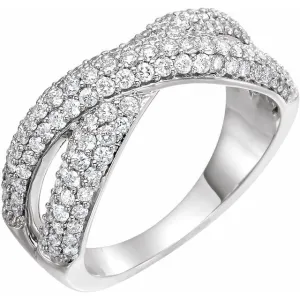 14K White 1 CTW Natural Diamond Criss Cross Diamond Ring