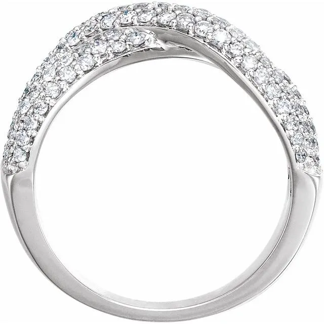 14K White 1 CTW Natural Diamond Criss Cross Diamond Ring