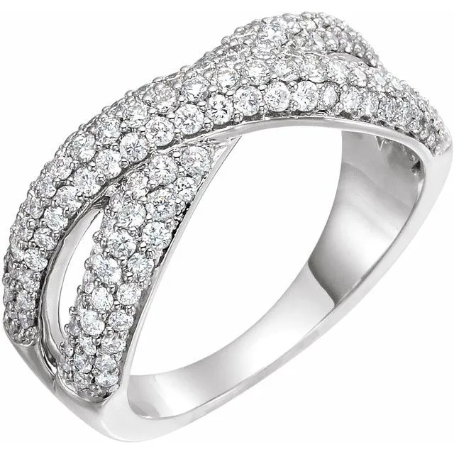 14K White 1 CTW Natural Diamond Criss Cross Diamond Ring
