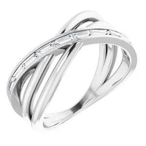 14K White 1/3 CTW Diamond Criss-Cross Ring