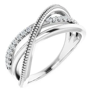 14K White 1/5 CTW Lab-Grown Diamond Criss-Cross Ring