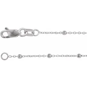 14K White 1.7 mm Cable 18" Chain with Faceted Beads
