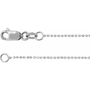 14K White 1mm Diamond-Cut Bead 24" Chain