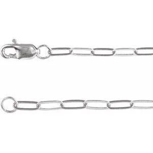 14K White 2.1 mm Paperclip-Style 16" Chain
