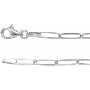 14K White 2.6 mm Elongated Link 18" Chain