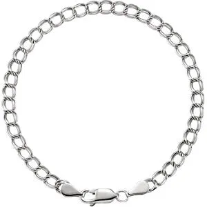 14K White 4 mm Solid Charm 7" Bracelet