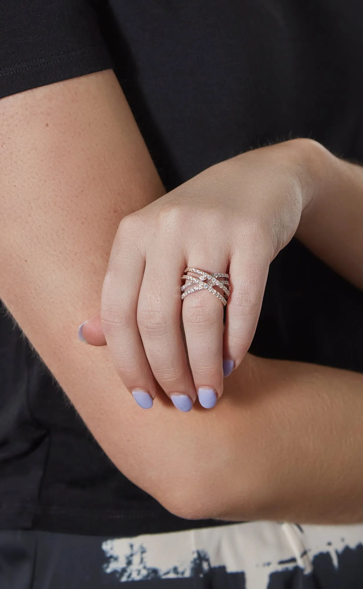 14K White and Yellow Gold Criss Cross Ring