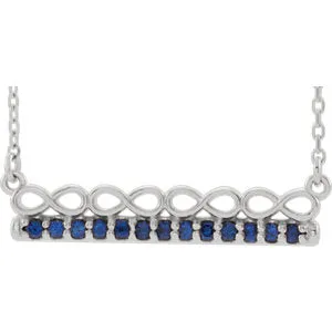 14K White Blue Sapphire Infinity-Inspired Bar 16" Necklace