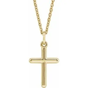 14K White Cross 18" Necklace