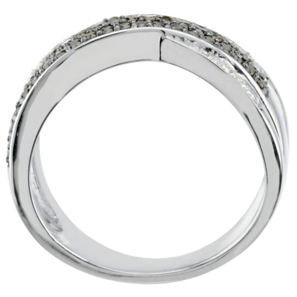 14k White Gold Criss Cross Ring, Size 7