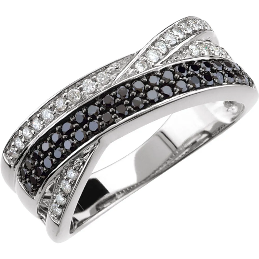14k White Gold Criss Cross Ring, Size 7