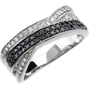 14k White Gold Criss Cross Ring, Size 7