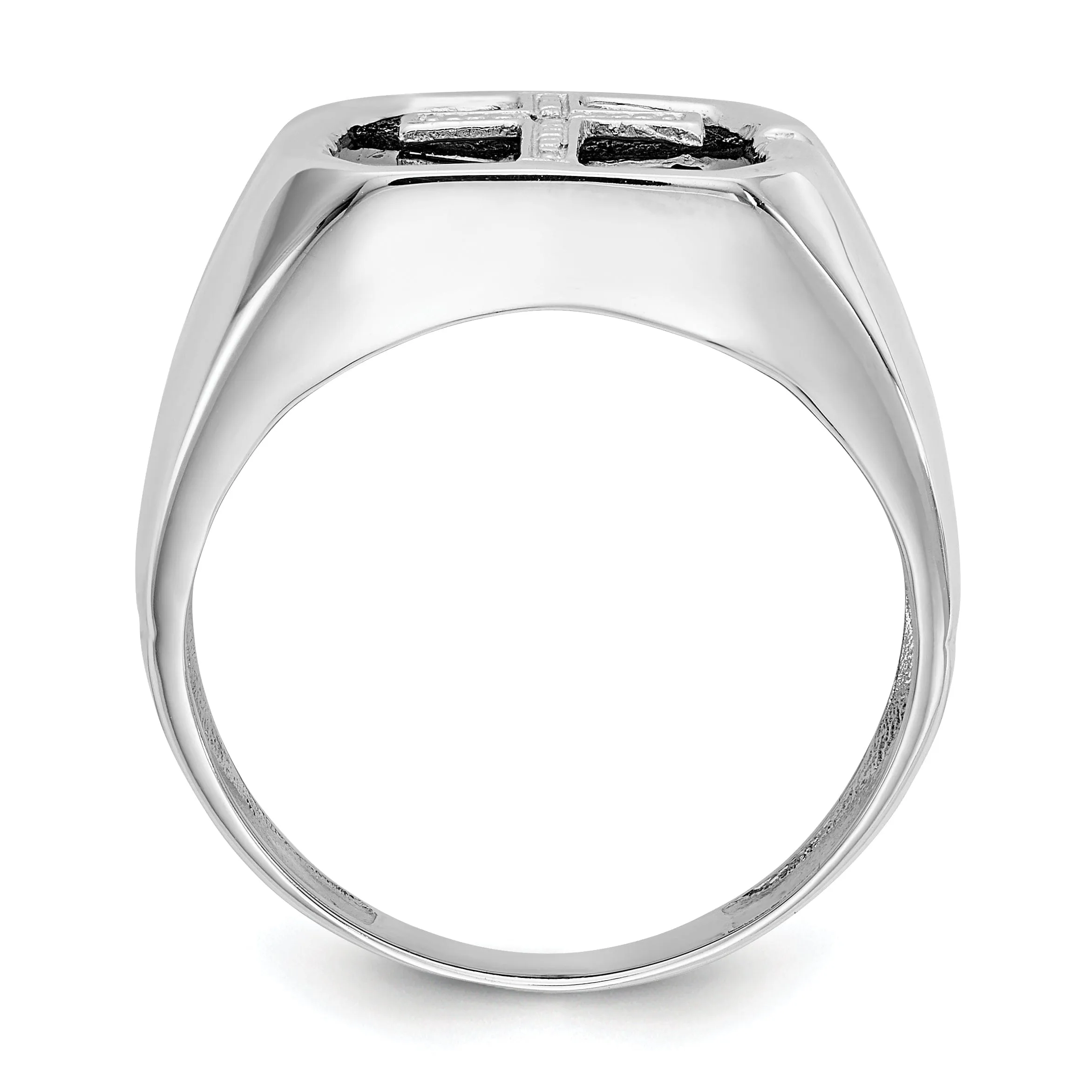 14k White Gold Men's Diamond Cross Ring