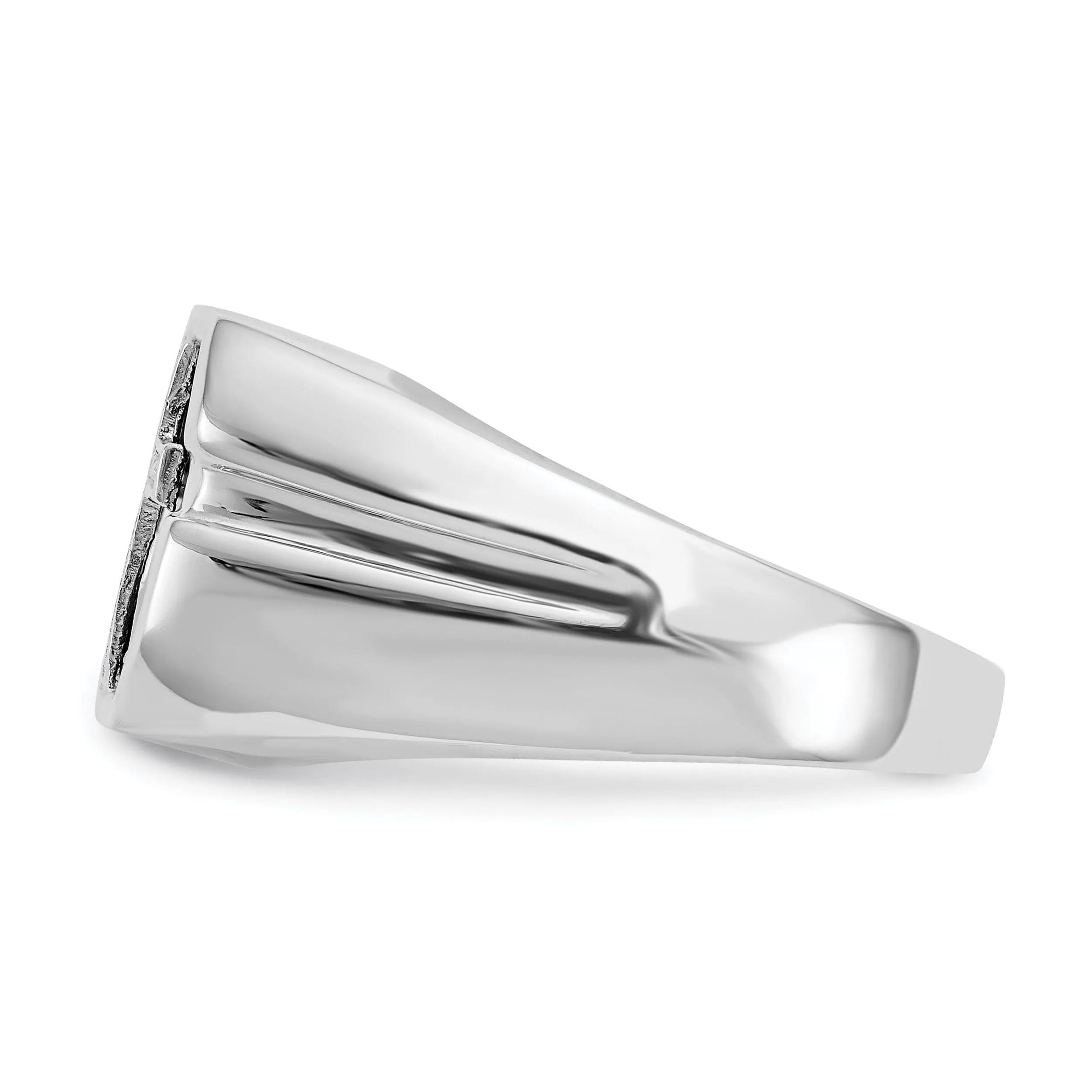 14k White Gold Men's Diamond Cross Ring