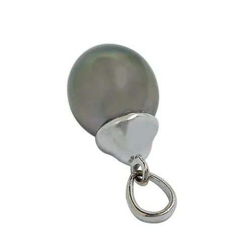 14k White Gold Tahitian Cultured Pearl Drop Pendant Retail Value = $500
