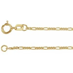 14K Yellow 1.28 mm Figaro 16" Chain