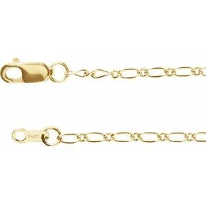 14K Yellow 1.5 mm Figaro 16" Chain