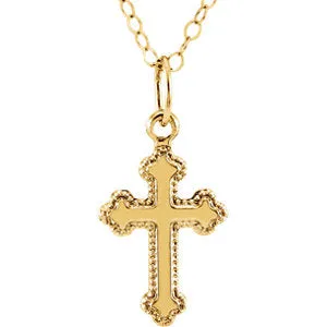 14K Yellow 16x10 mm Youth Cross 15" Necklace