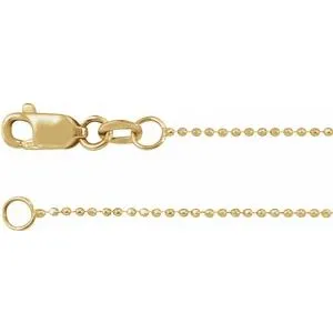 14K Yellow 1mm Diamond-Cut Bead 16" Chain