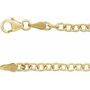 14K Yellow 3.25 mm Oval Cable 18" Chain with Lobster Clasp
