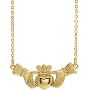 14K Yellow Claddagh 18" Necklace