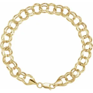 14K Yellow Gold 5.7 mm Hollow Double Link Charm 8" Bracelet
