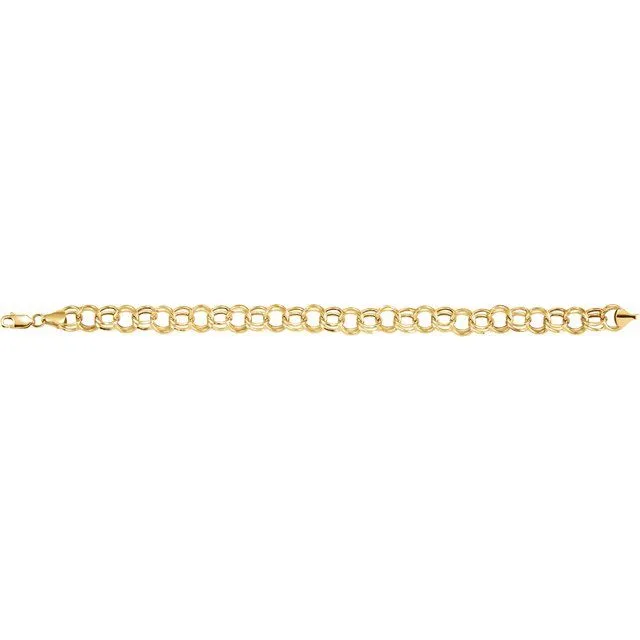 14K Yellow Gold 5.7 mm Hollow Double Link Charm 8" Bracelet