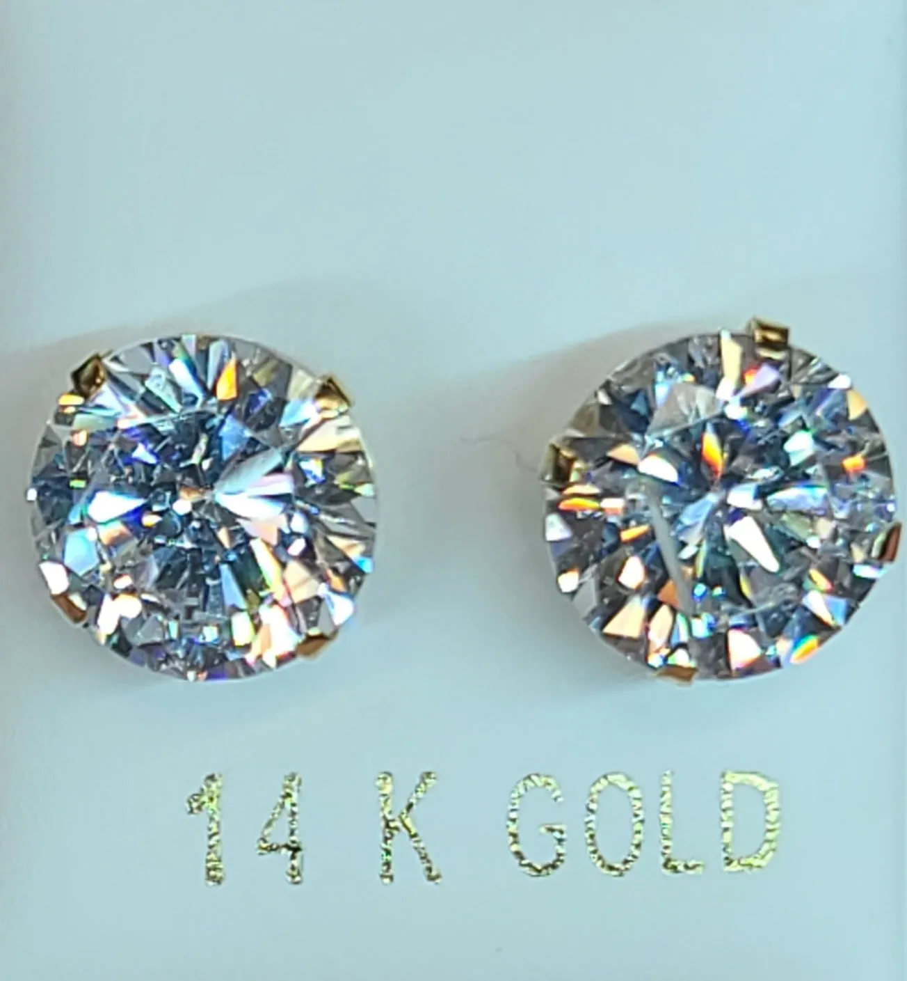 14k Yellow Gold Circle Earrings with CZs