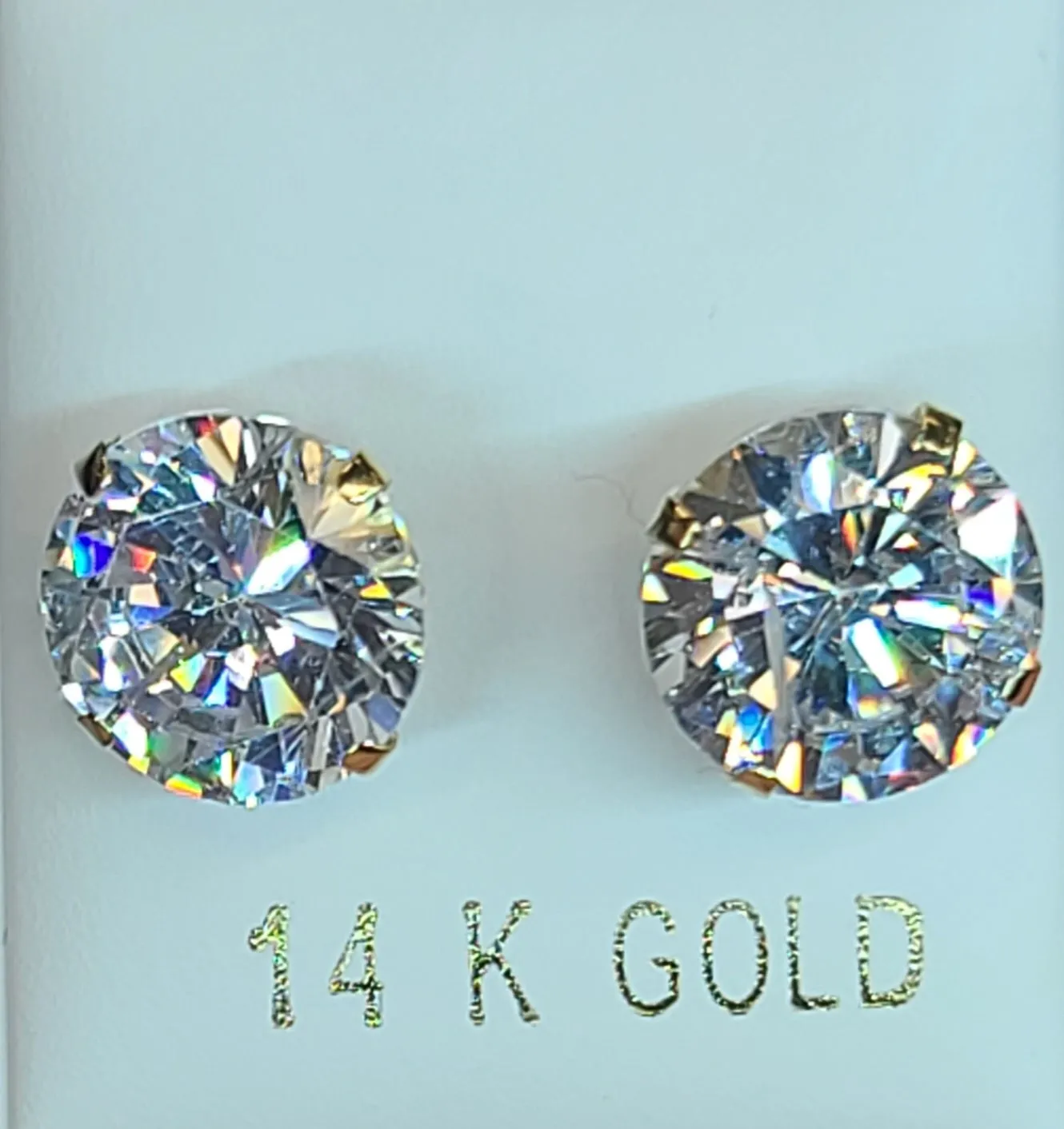 14k Yellow Gold Circle Earrings with CZs